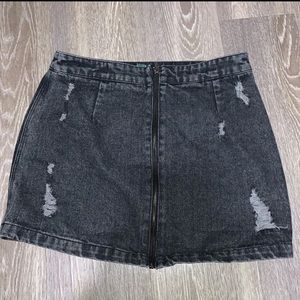 A black denim mini skirt